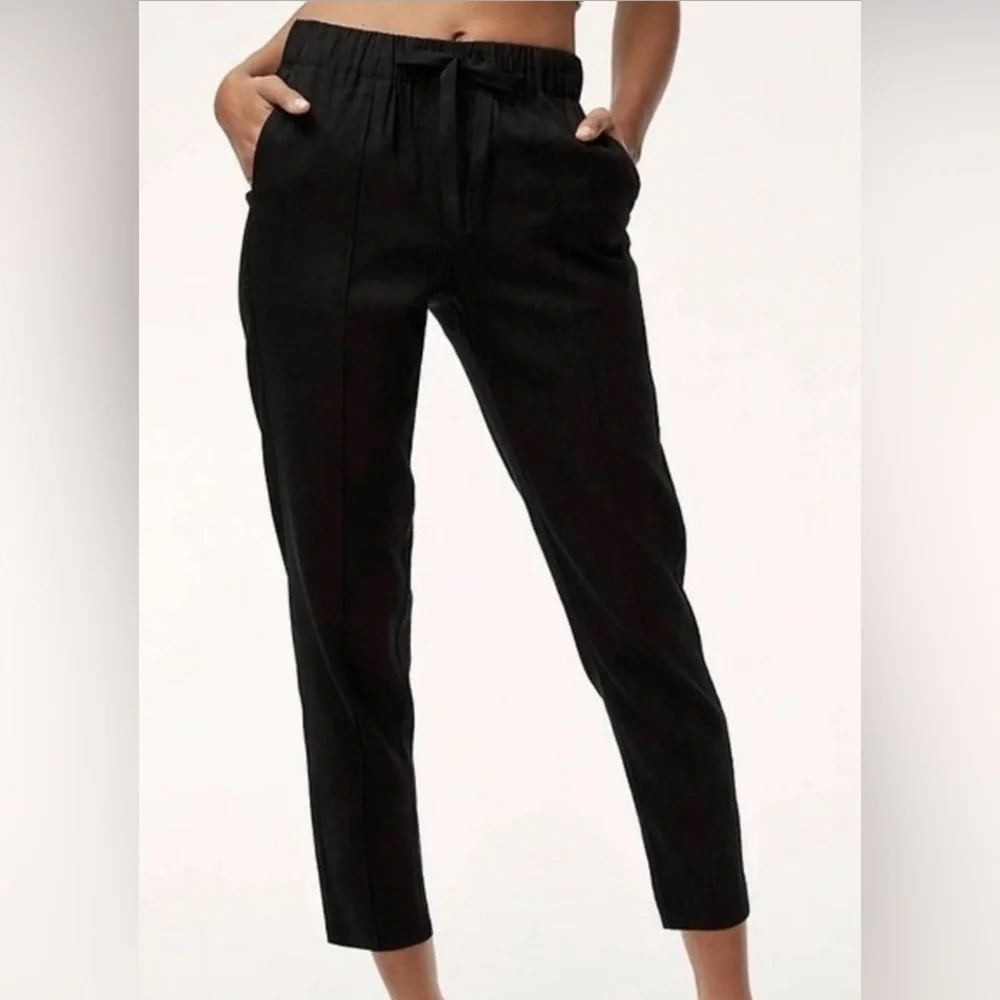 Babaton Aritzia Linen-Blend Errol Pants in Black - Size XS